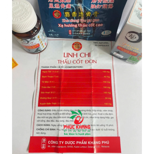 VIÊN UỐNG XƯƠNG KHỚP LINH CHI THÂU CỐT ĐƠN. GIÚP GIẢM TÊ BẠI TỨ CHI, VIÊM KHỚP, GAI CỘT SỐNG, ...LỌ 30 VIÊN. HÀNG CHÍNH HÃNG LOẠI 1, TẶNG CAO DÁN