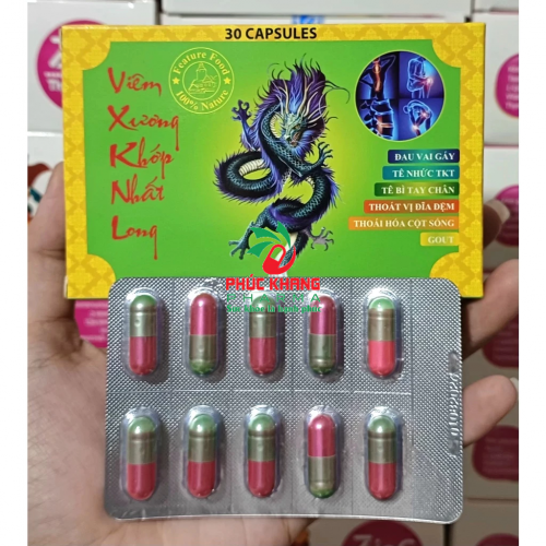 VIÊN UỐNG XƯƠNG KHỚP NHẤT LONG. GIÚP GIẢM ĐAU THẦN KINH LIÊN SƯỜN, GAI CỘT SỐNG, THOÁI HÓA KHỚP,...HỘP VỈ 30 VIÊN. HÀNG CHÍNH HÃNG LOẠI 1