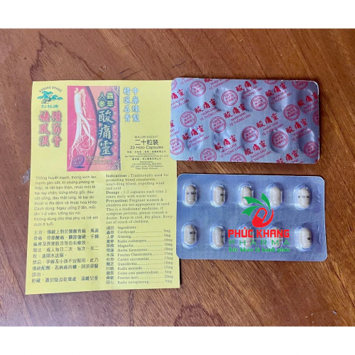 VIÊN UỐNG XƯƠNG KHỚP NHÂN SÂM TÊ THỐNG LINH- DẠNG HỘP VĨ 20 VIÊN. GIÚP GIẢM ĐAU XƯƠNG KHỚP, VIÊM KHỚP, TÊ BÌ CHÂN,...HÀNG CHÍNH HÃNG LOẠI 1