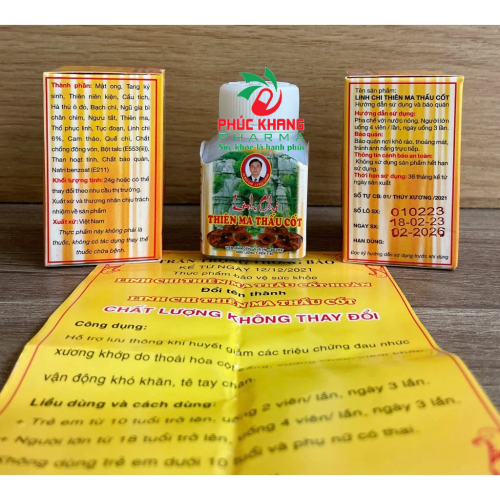 VIÊN UỐNG XƯƠNG KHỚP LINH CHI THIÊN MA THẤU CỐT, LỌ 60 VIÊN. GIÚP GIẢM VIÊM SƯNG KHỚP, GAI CỘT SỐNG,... HÀNG CHÍNH HÃNG LOẠI 1