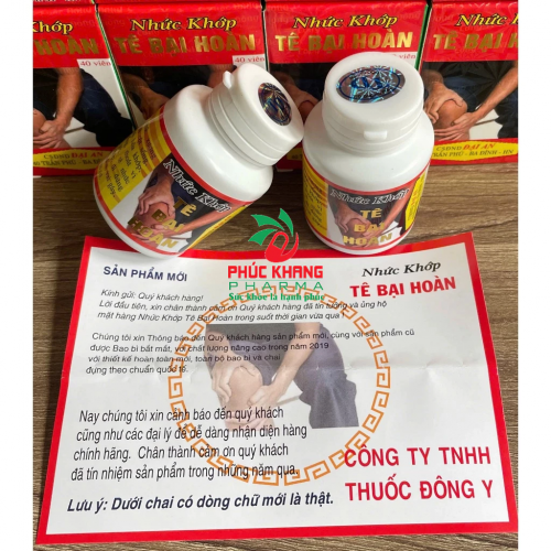VIÊM UỐNG GIẢM NHỨC KHỚP TÊ BẠI HOÀN. GIÚP GIẢM ĐAU THẦN KINH, TEO CƠ, SƯNG KHỚP, NGỪA TAI BIẾN,...LỌ 40 VIÊN. HÀNG CHÍNH HÃNG LOẠI 1, HỘP BÓNG CHIẾU