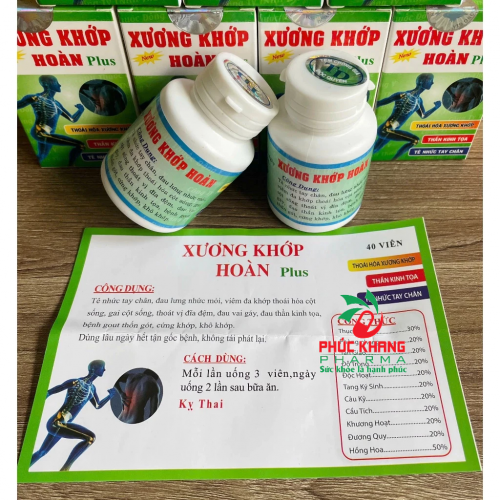 VIÊN UỐNG XƯƠNG KHỚP HOÀN PLUS. GIÚP GIẢM PHONG THẤP, THẦN KINH TỌA, GAI CỘT SỐNG, GOUT,...LỌ 40 VIÊN. HÀNG CHÍNH HÃNG LOẠI 1, VỎ HỘP BÓNG CHIẾU