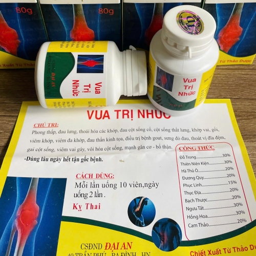 VIÊN UỐNG XƯƠNG KHỚP VUA TRI NHỨC. LỌ 40 VIÊN. GIÚP GIẢM ĐAU CỘT SỐNG, VIÊM ĐA KHỚP DẠNG THẤP, TÊ BÌ CHÂN TAY,...HÀNG CHÍNH HÃNG LOẠI 1, HỘP BÓNG CHIẾU