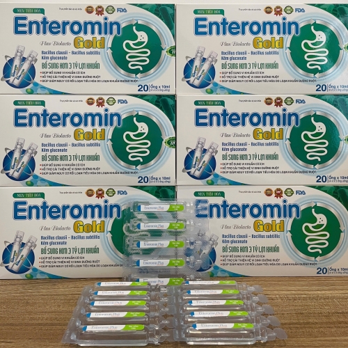 MEN TIÊU HÓA ENTEROMIN PLUS BIOLACTO GOLD, HỘP 20 ỐNG. BỔ SUNG HƠN 3 TỶ LỢI KHUẨN. GIÚP CẢI THIỆN HỆ VI SỊNH ĐƯỜNG RUỘT