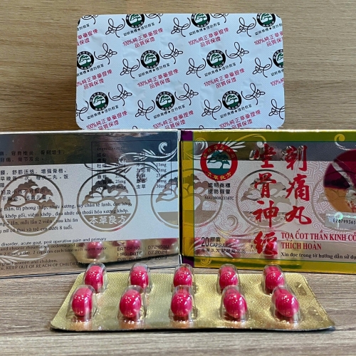 CHUẨN LOẠI 1. TỌA CỐT THẦN KINH CỐT THÍCH HOÀN, HỘP VỈ 20 VIÊN. VIÊN CÓ CHỮ. GIÚP GIẢM ĐAU XƯƠNG KHỚP