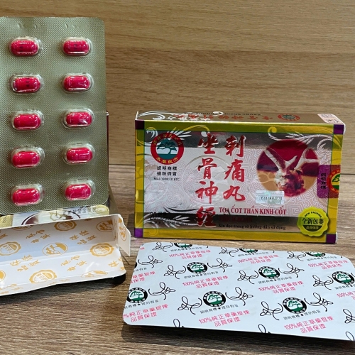 CHUẨN LOẠI 1. TỌA CỐT THẦN KINH CỐT THÍCH HOÀN, HỘP VỈ 20 VIÊN. VIÊN CÓ CHỮ. GIÚP GIẢM ĐAU XƯƠNG KHỚP