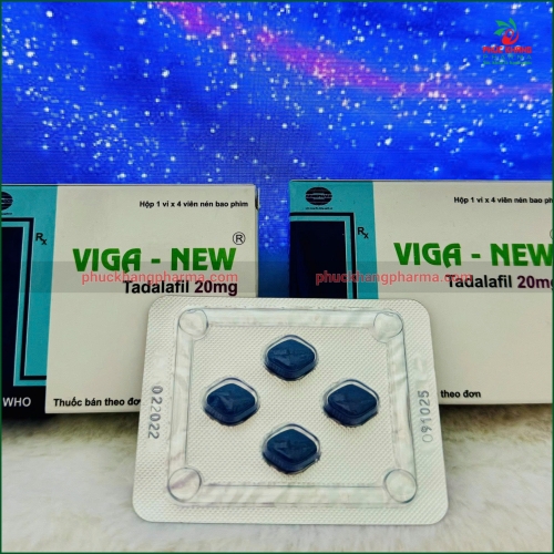 THUỐC KÍCH DỤC VIGA-NEW 20mg. GIÚP GIẢM RỐI LOẠN CƯƠNG DƯƠNG, TANG HƯNG PHẤN NAM GIỚI... Hộp 1 vĩ x 4 Viên
