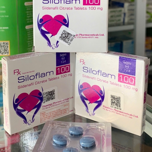 THUỐC KÍCH DỤC SILOFLAM 100mg. GIÚP GIẢM RỐI LOẠN CƯƠNG DƯƠNG, ĐIỀU TRỊ XUẤT TINH SỚM... Hộp 1 vĩ x 4 Viên