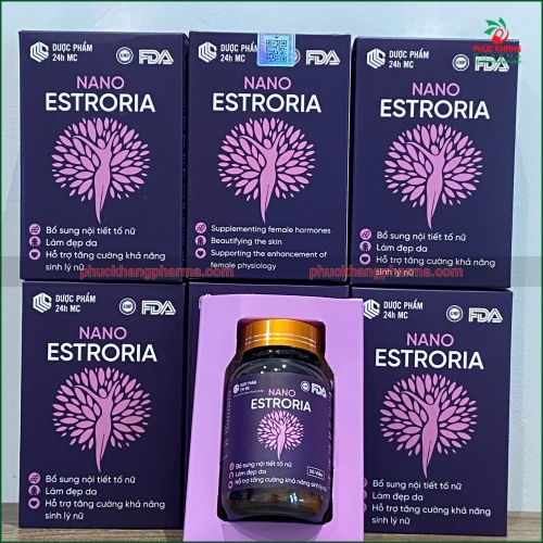 VIÊN UỐNG NANO ESTRORIA - BỔ SUNG NỘI TIẾT TỐ NỮ, LÀM ĐẸP DA, HỖ TRỢ TĂNG CƯỜNG KHẢ NĂNG SINH LÝ NỮ - HỘP 30 VIÊN