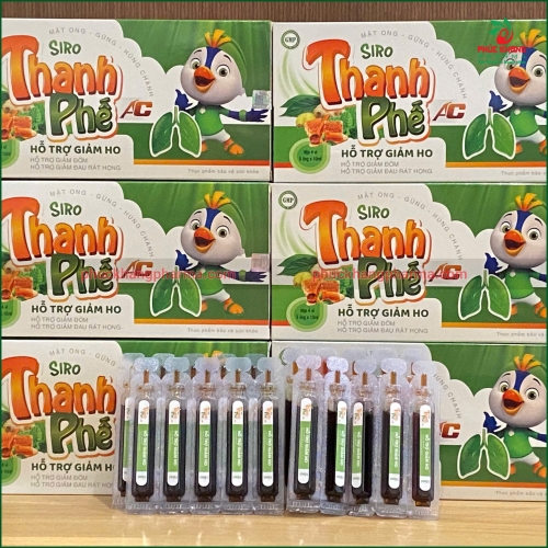 SIRO THANH PHẾ AC MẬT ONG GỪNG HÚNG CHANH – HỖ TRỢ GIẢM HO, GIẢM ĐỜM, GIẢM ĐAU RÁT HỌNG, VIÊM HỌNG, VIÊM PHẾ QUẢN – HỘP 20 ỐNG x 10ML.