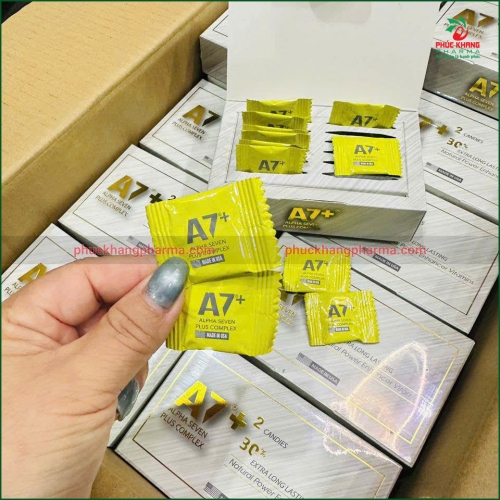 KẸO THỰC PHẨM CHỨC NĂNG A7+ ALPHA SEVEN PLUS COMPLEX – HỖ TRỢ TĂNG CƯỜNG SINH LÝ NAM, KÉO DÀI THỜI GIAN, TĂNG SỨC BỀN – HỘP 10 VIÊN