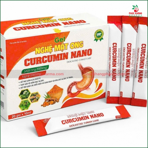 GEL NGHỆ MẬT ONG CURCUMIN NANO, HỘP 20 GÓI. GIÚP GIẢM VIÊM LOÉT DẠ DÀY