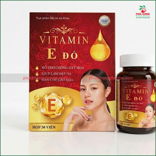 VITAMIN E ĐỎ – VIÊN UỐNG HỖ TRỢ CHỐNG OXY HÓA, HẠN CHẾ LÃO HÓA, GIÚP LÀM ĐẸP DA – HỘP 30 VIÊN.
