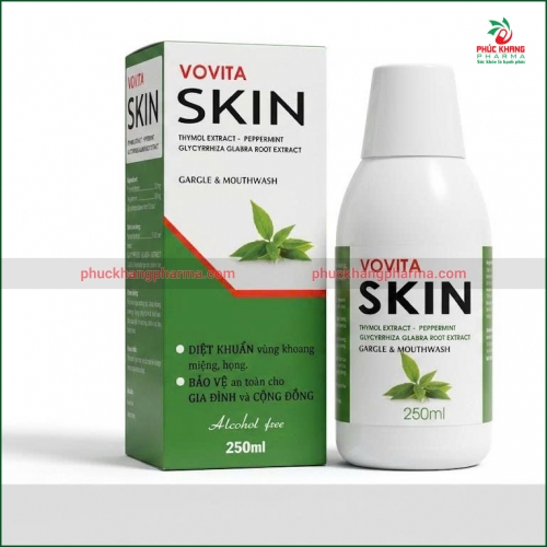 NƯỚC SÚC MIỆNG VOVITA SKIN – KHỬ KHUẨN HỌNG MIỆNG, NGỪA HÔI MIỆNG, HỖ TRỢ VIÊM LỢI, VIÊM HỌNG – CHAI 250ML