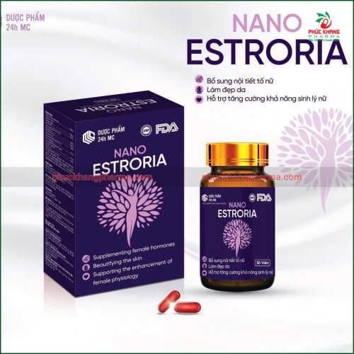 VIÊN UỐNG NỘI TIẾT TỐ NANO ESTRORIA - BỔ SUNG NỘI TIẾT TỐ NỮ, LÀM ĐẸP DA, HỖ TRỢ TĂNG CƯỜNG KHẢ NĂNG SINH LÝ NỮ - HỘP 30 VIÊN