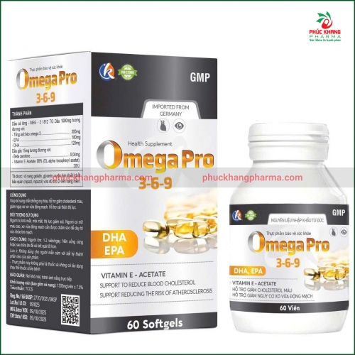 OMEGA PRO 3-6-9 – VIÊN UỐNG DẦU CÁ HỖ TRỢ GIẢM CHOLESTEROL MÁU, GIẢM NGUY CƠ XƠ VỮA ĐỘNG MẠCH, CẢI THIỆN THỊ LỰC – HỘP 60 VIÊN. 