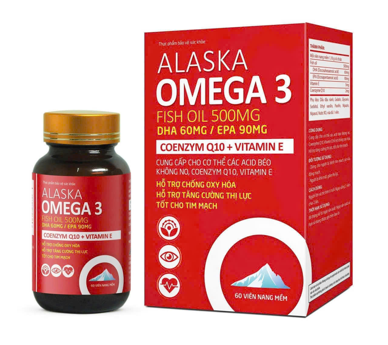 VIÊN UỐNG BỔ MẮT ALASKA OMEGA 3 – FISH OIL 500MG. GIÚP TĂNG CƯỜNG THỊ LỰC, CHỐNG OXY HÓA,...