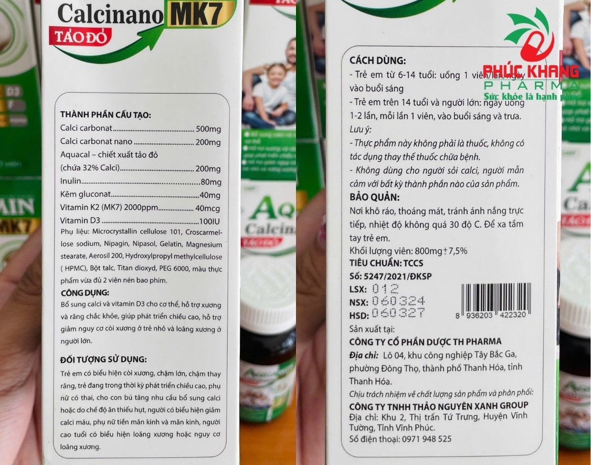 Công Dụng Của Aquamin Calcinano MK7 Táo Đỏ