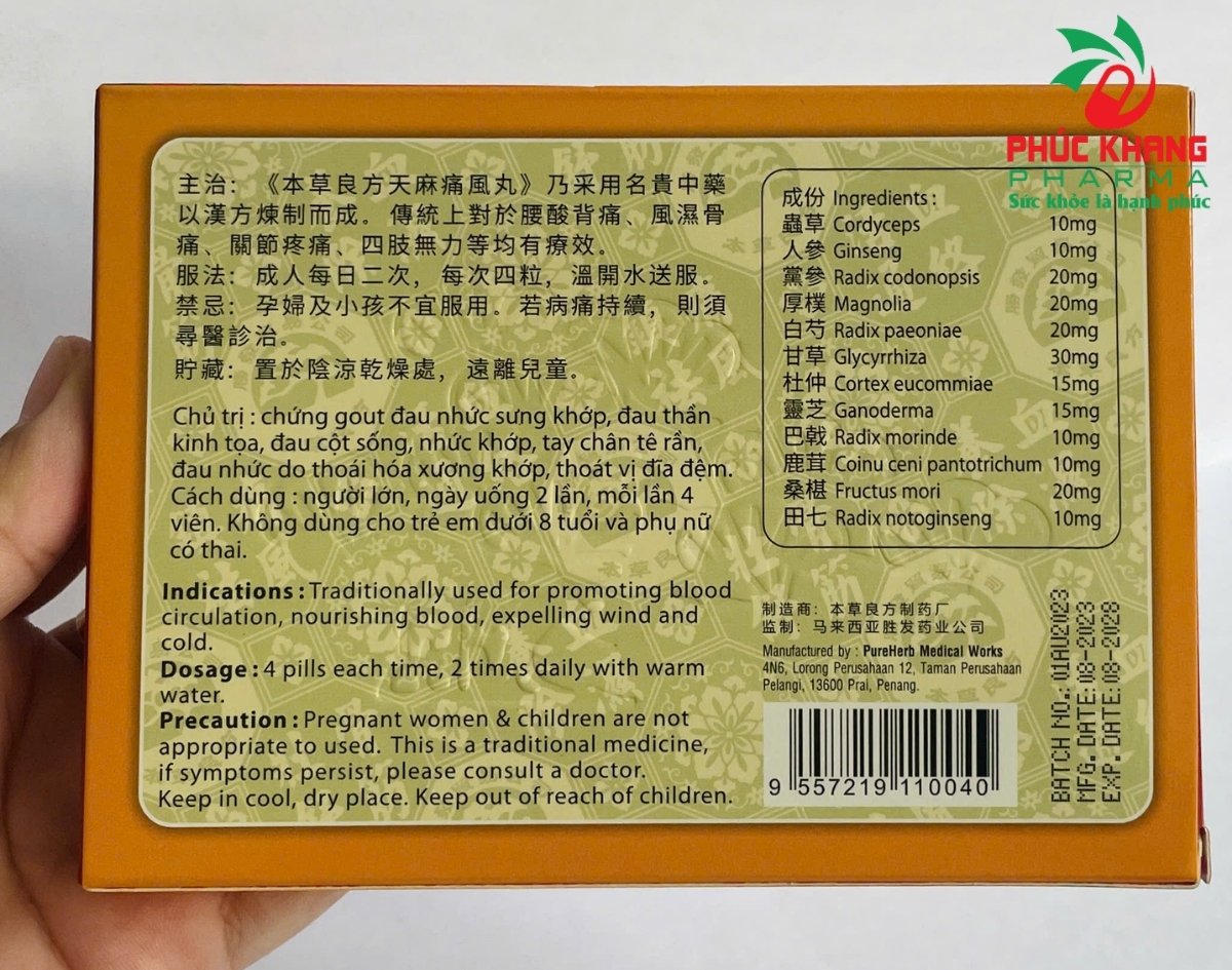 Công Dụng Của Viên Uống Xương Khớp Thiên Ma Thống Phong Hoàn